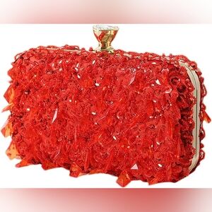 Elegant Red Beaded Evening Purse